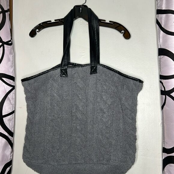 BRAIDED CABLE KNIT TOTE BAG-GRAY - Picture 1 of 10